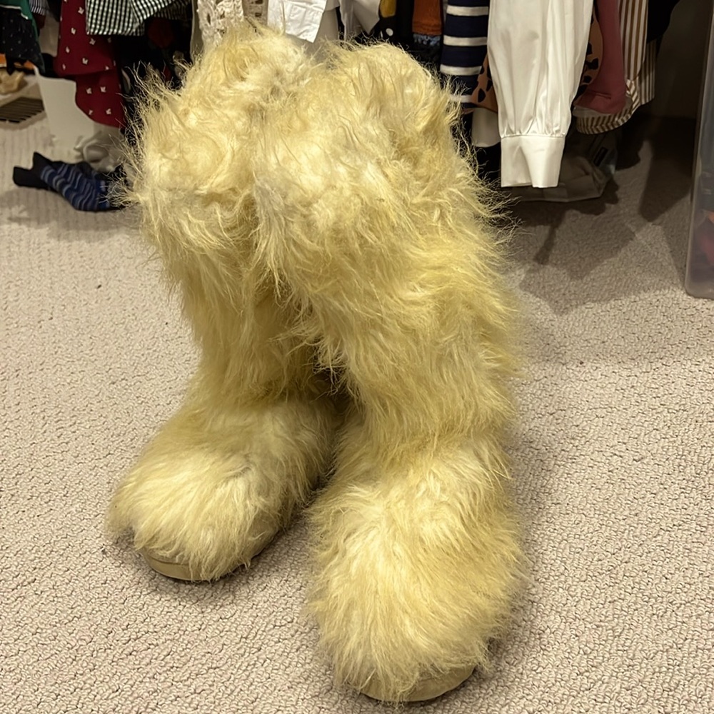 Designer furry boots